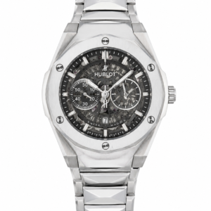 Hublot Style Octagonal Chronograph Watch – Silver Stainless Steel