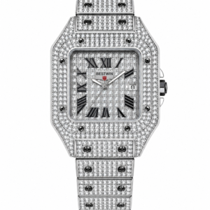 Bestwin Iced-Out Diamond Geometric Luxury Watch (Silver Edition)