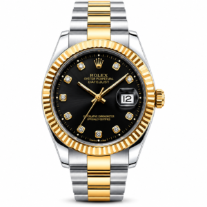 Classic Rolex Datejust-Inspired Luxury Watch – Two-Tone Gold & Silver (Black Dial)